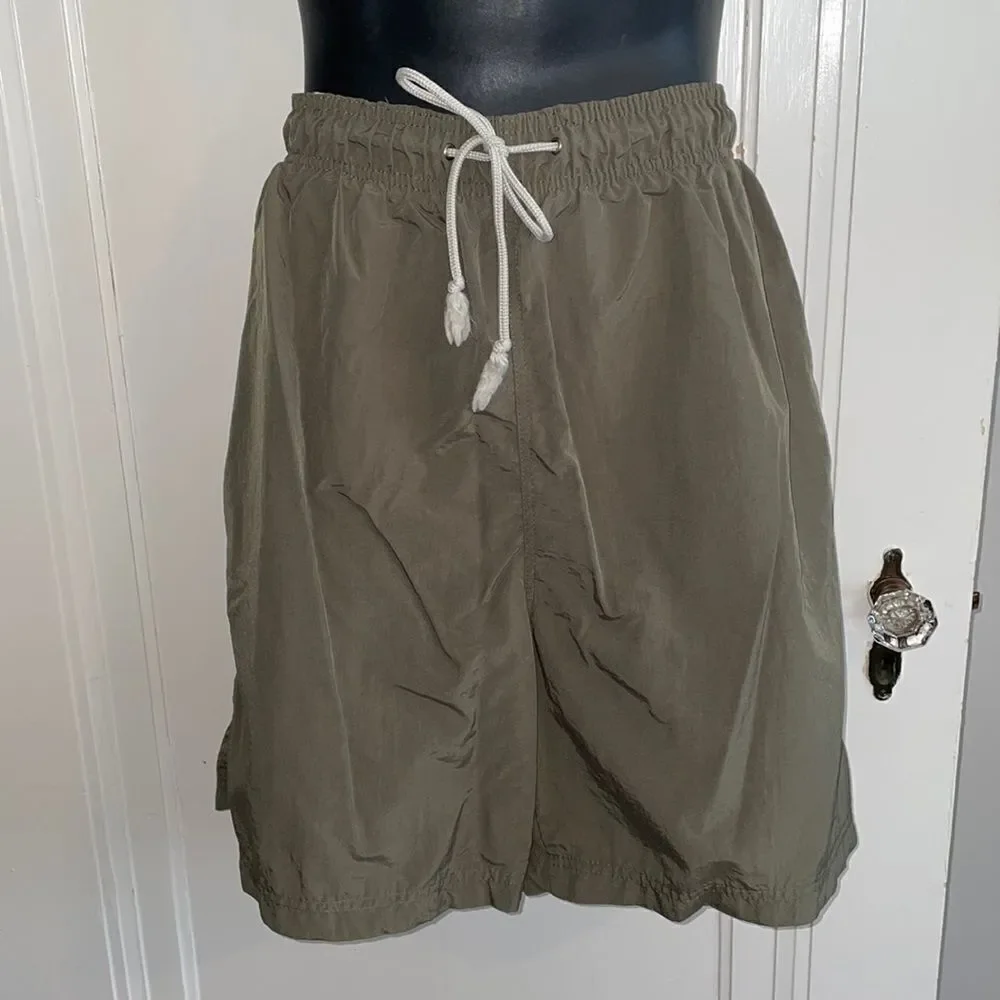 Sand N Sun army green polyester swim trunks
